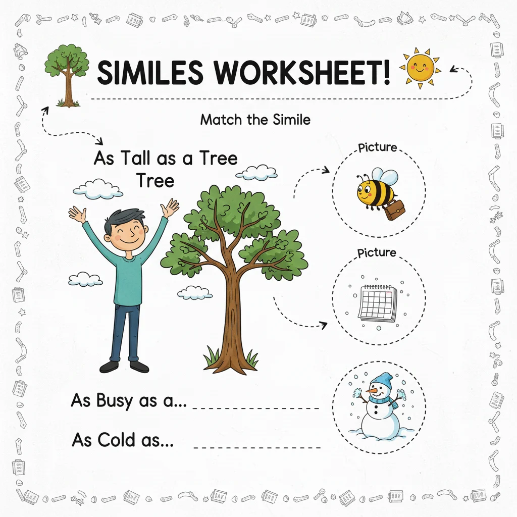 Similes Worksheet for Class 3