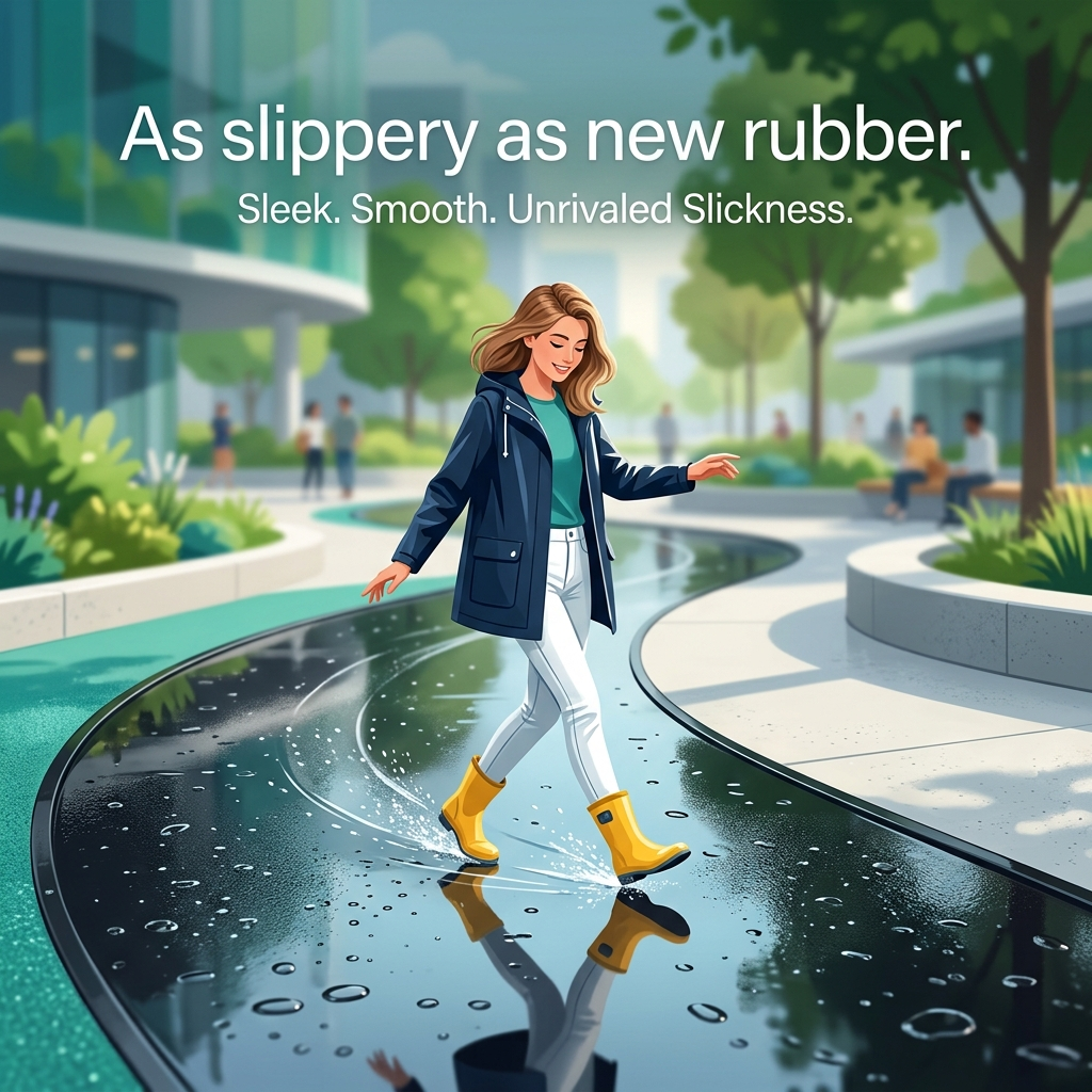As slippery as new rubber
