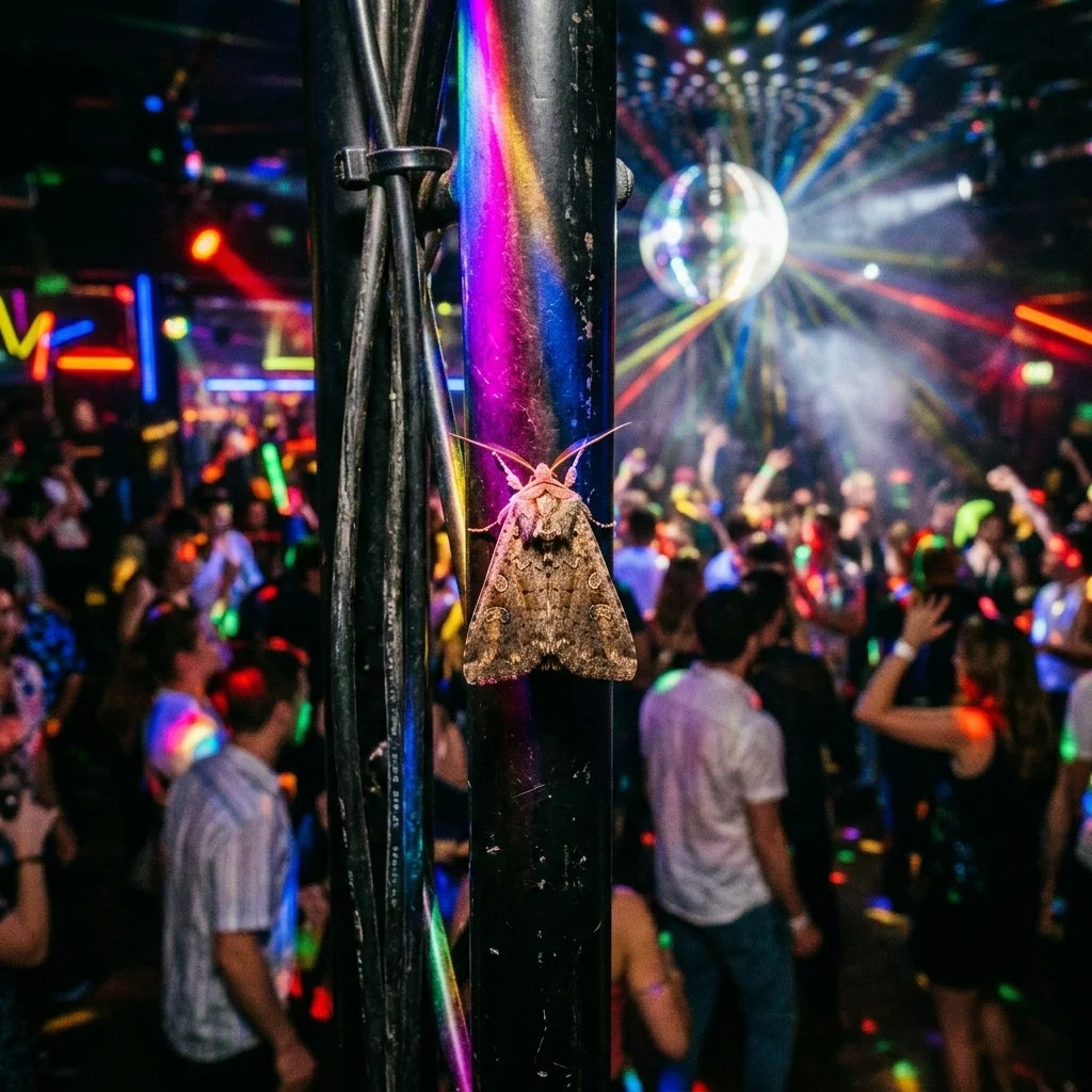As focused as a moth in a disco