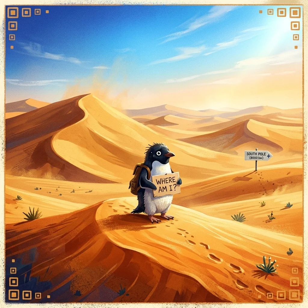 As lost as a penguin in the Sahara