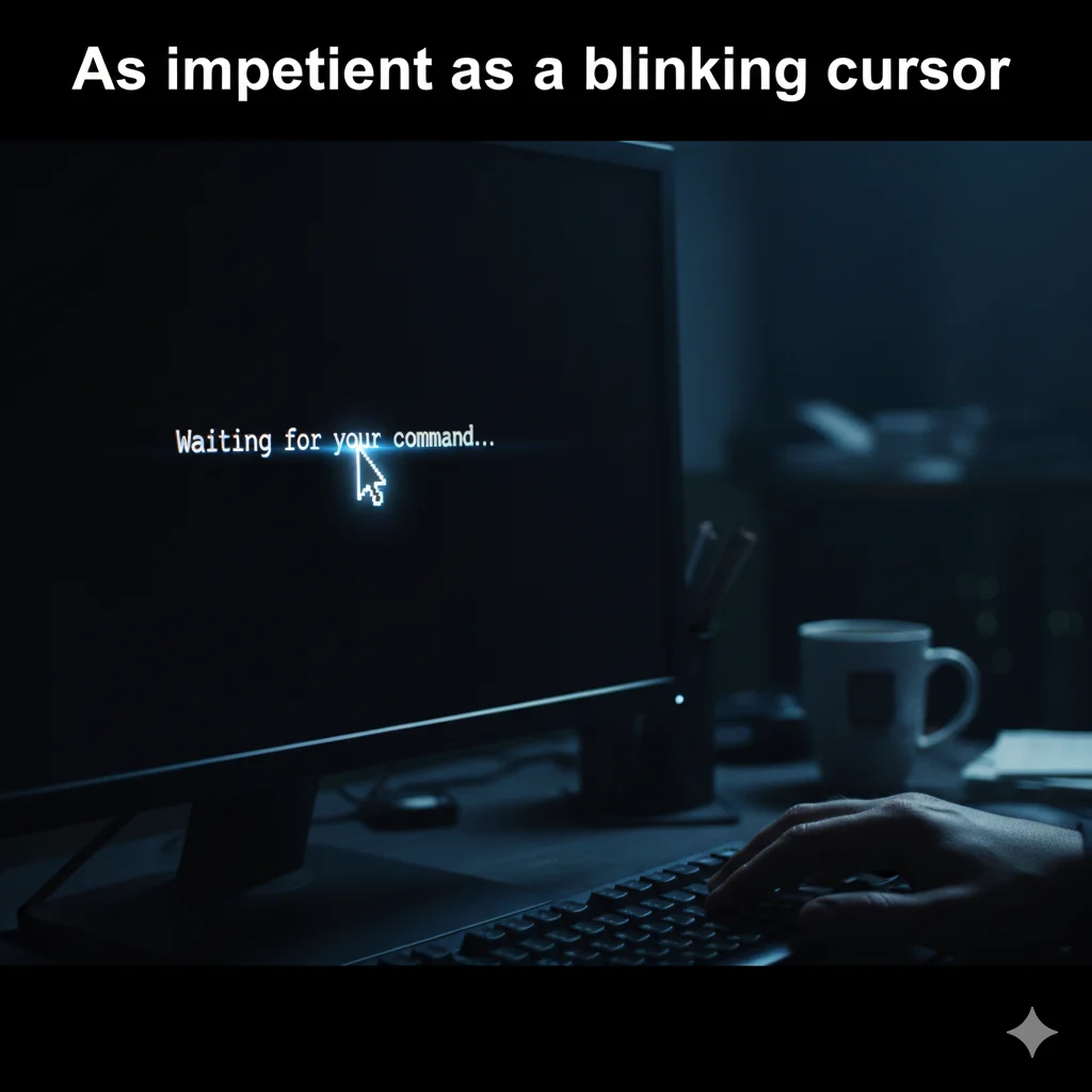 As impatient as a blinking cursor