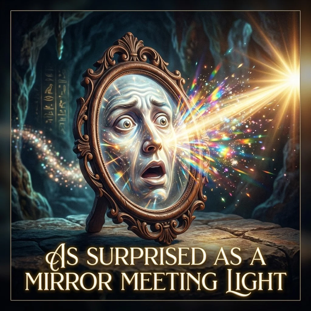 As surprised as a mirror meeting light