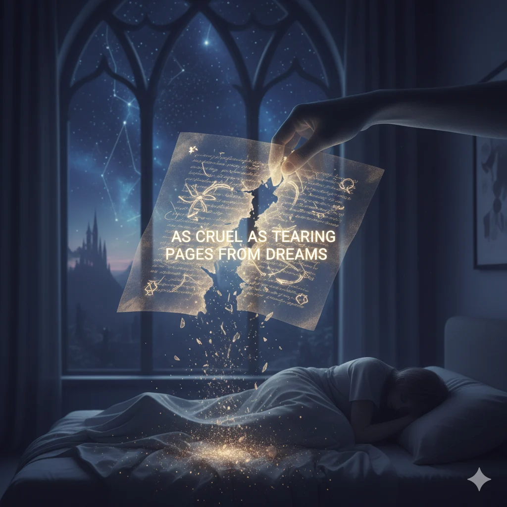 As cruel as tearing pages from dreams 