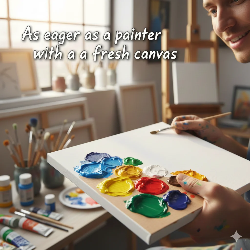 As eager as a painter with a fresh canvas