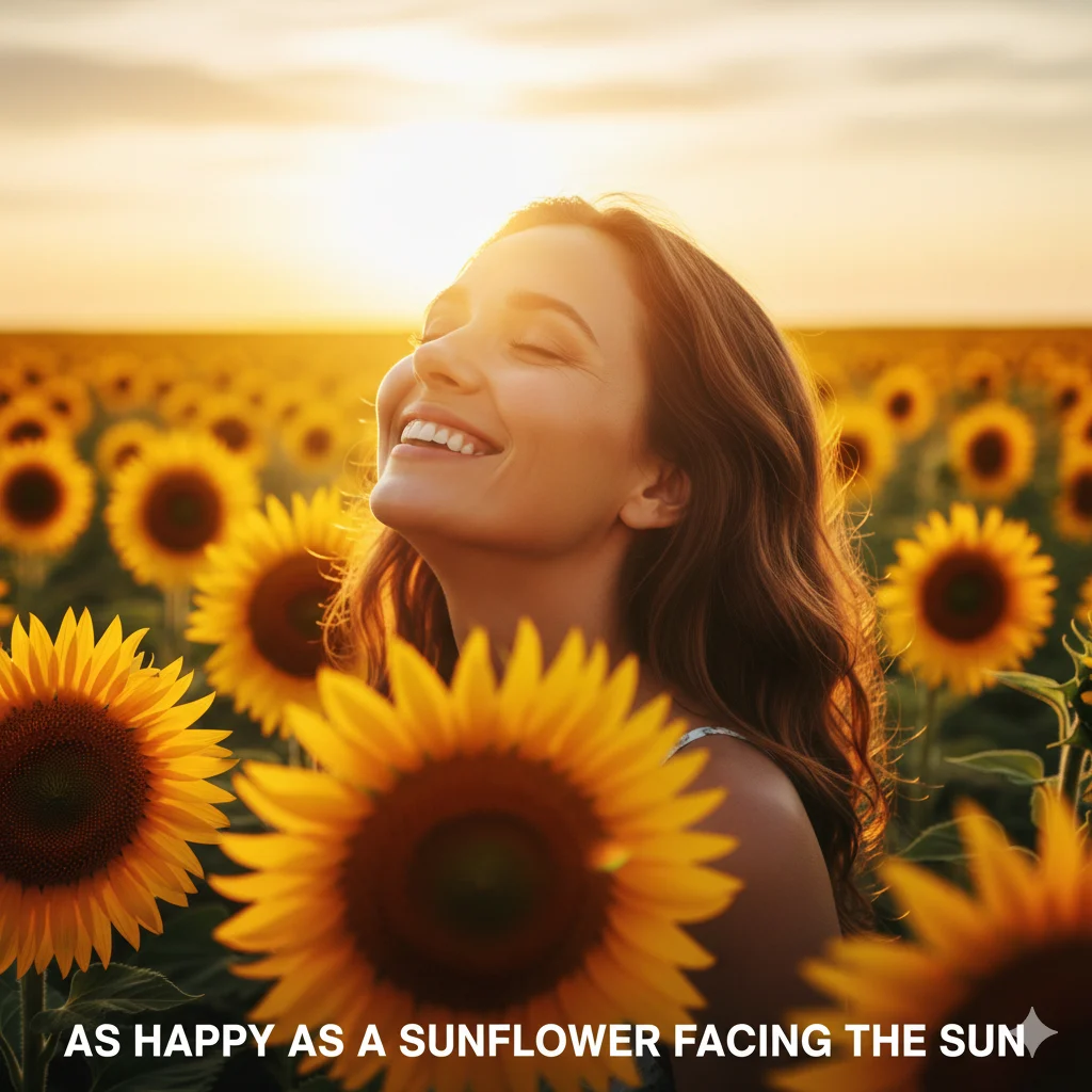 As happy as a sunflower facing the sun