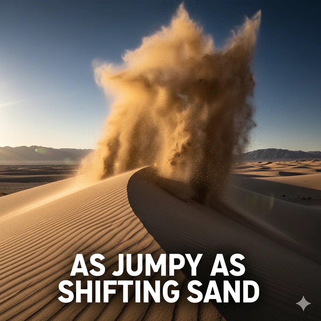 As jumpy as shifting sand