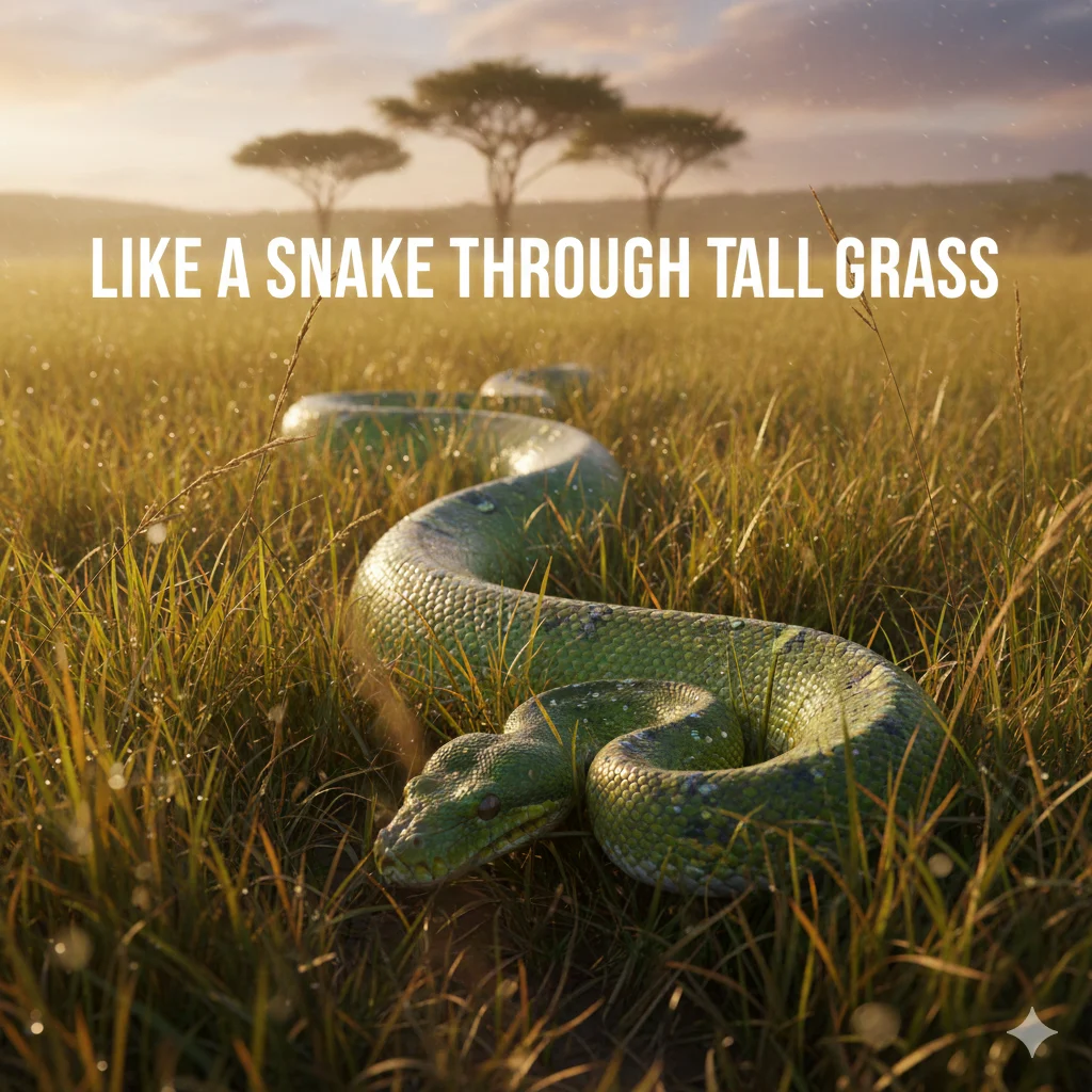 Like a snake through tall grass