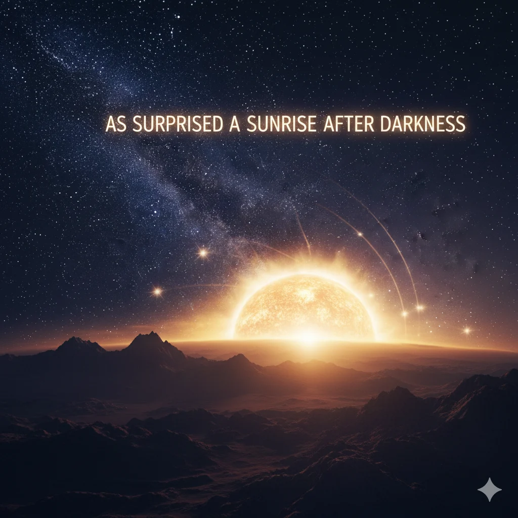 As surprised as sunrise after darkness