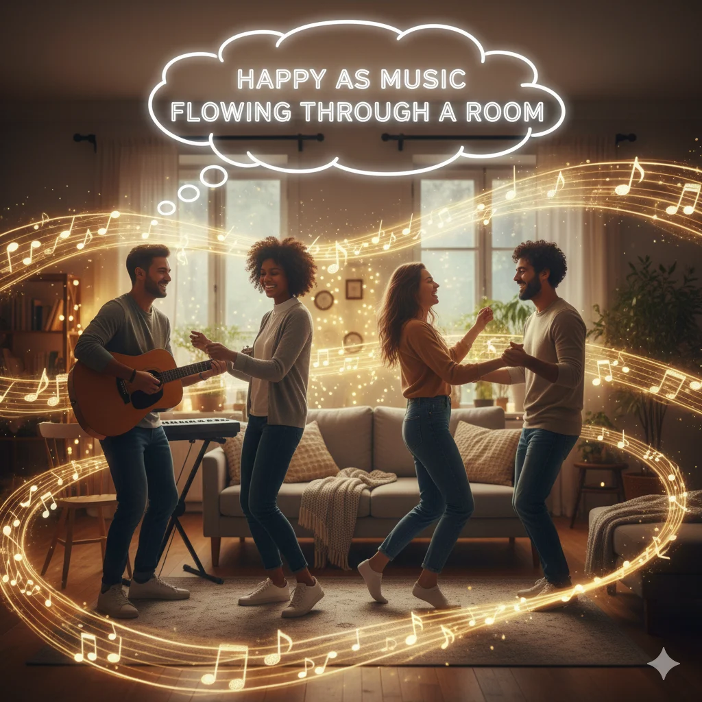Happy as Music Flowing Through a Room