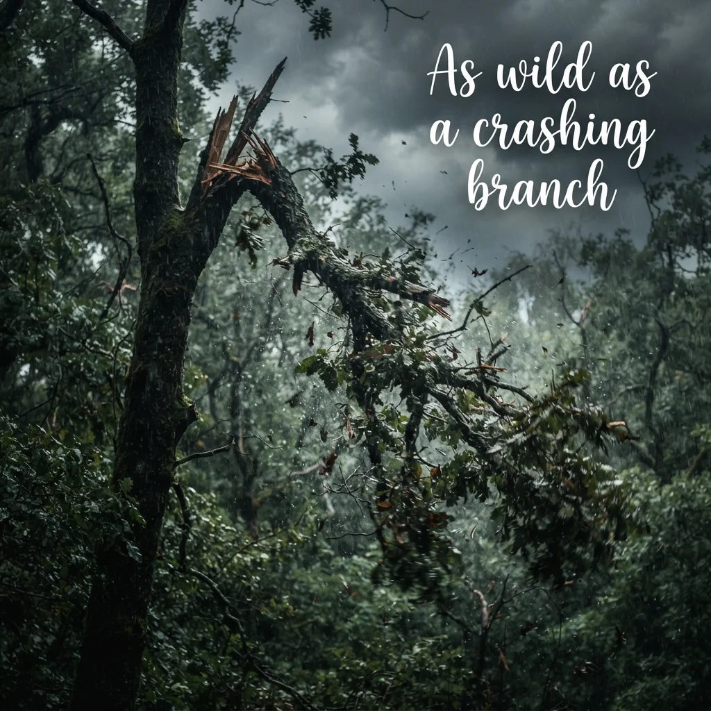 As wild as a crashing branch
