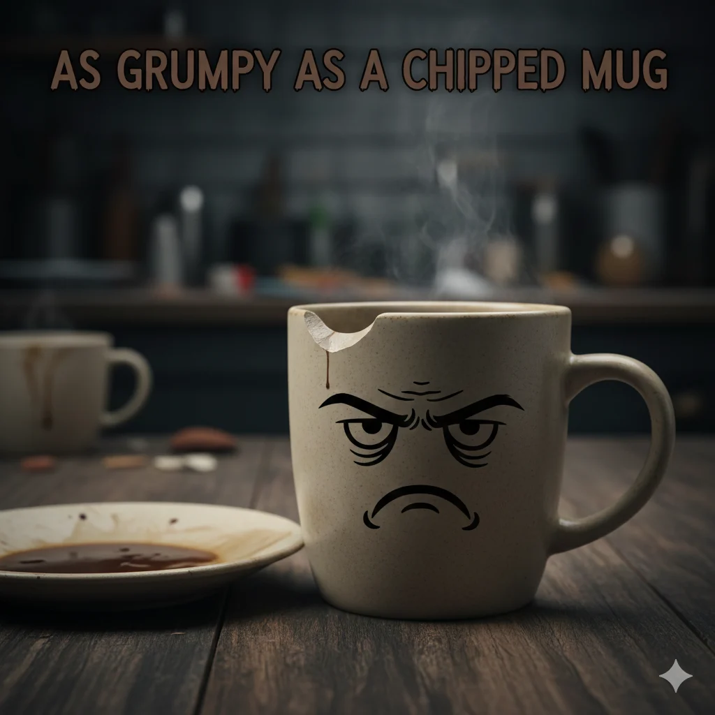 As grumpy as a chipped mug 