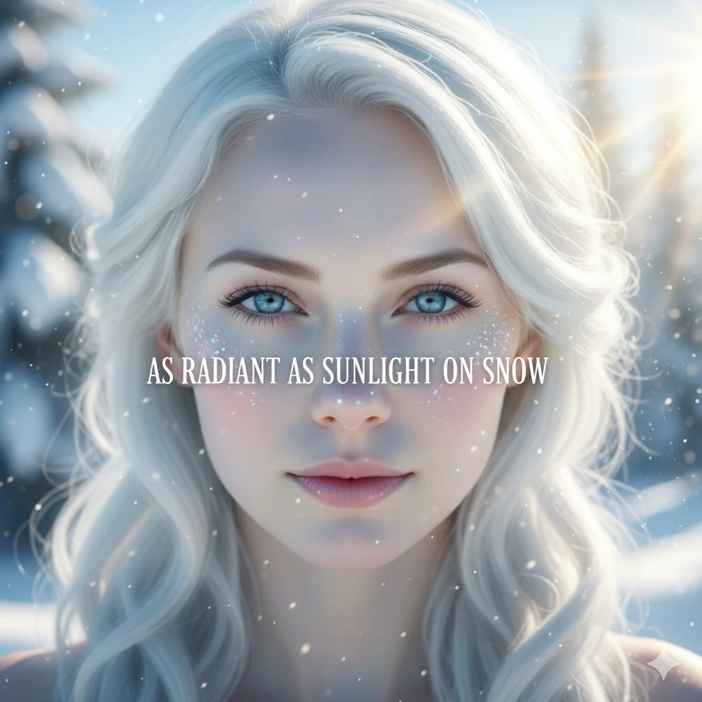 As radiant as sunlight on snow