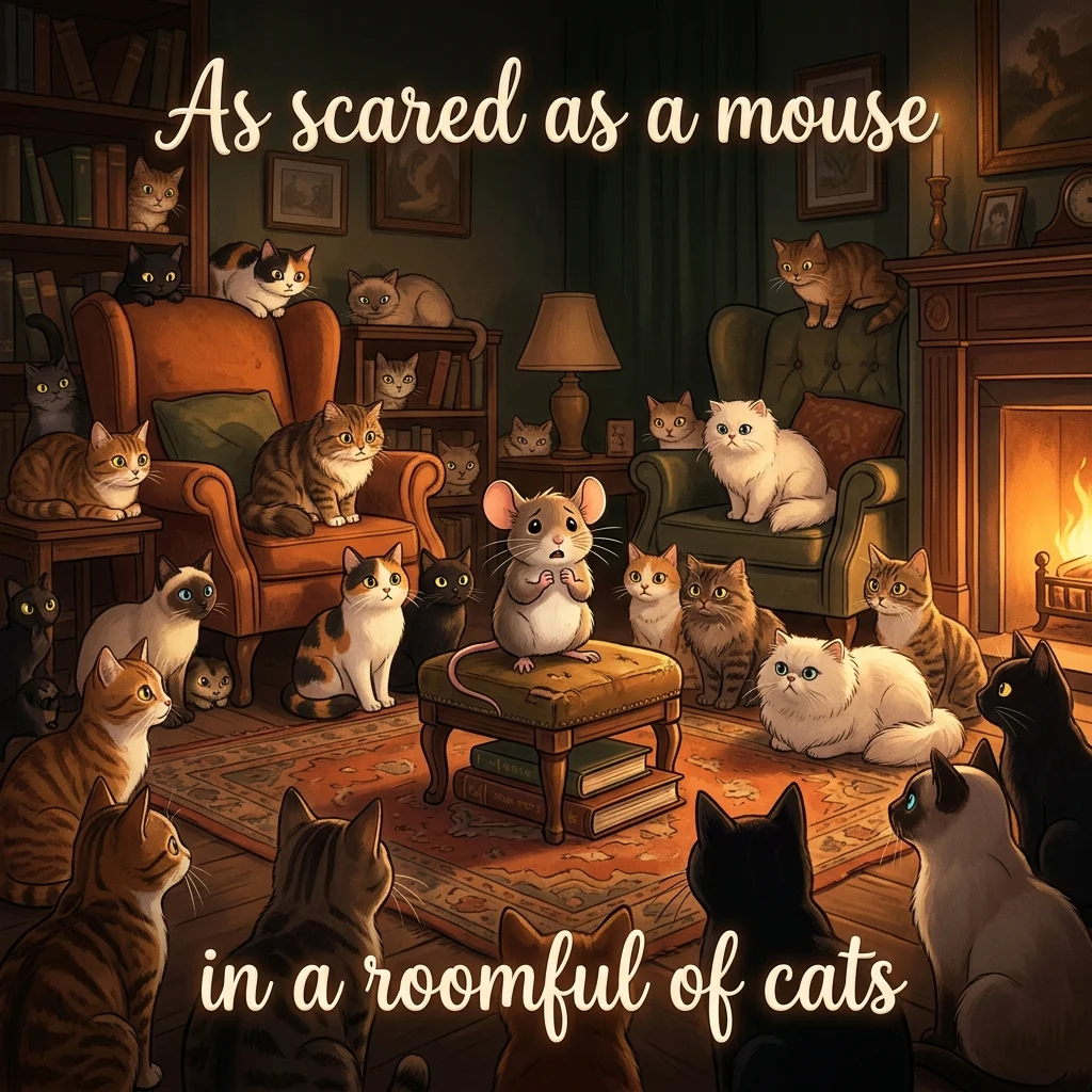 As scared as a mouse in a roomful of cats
