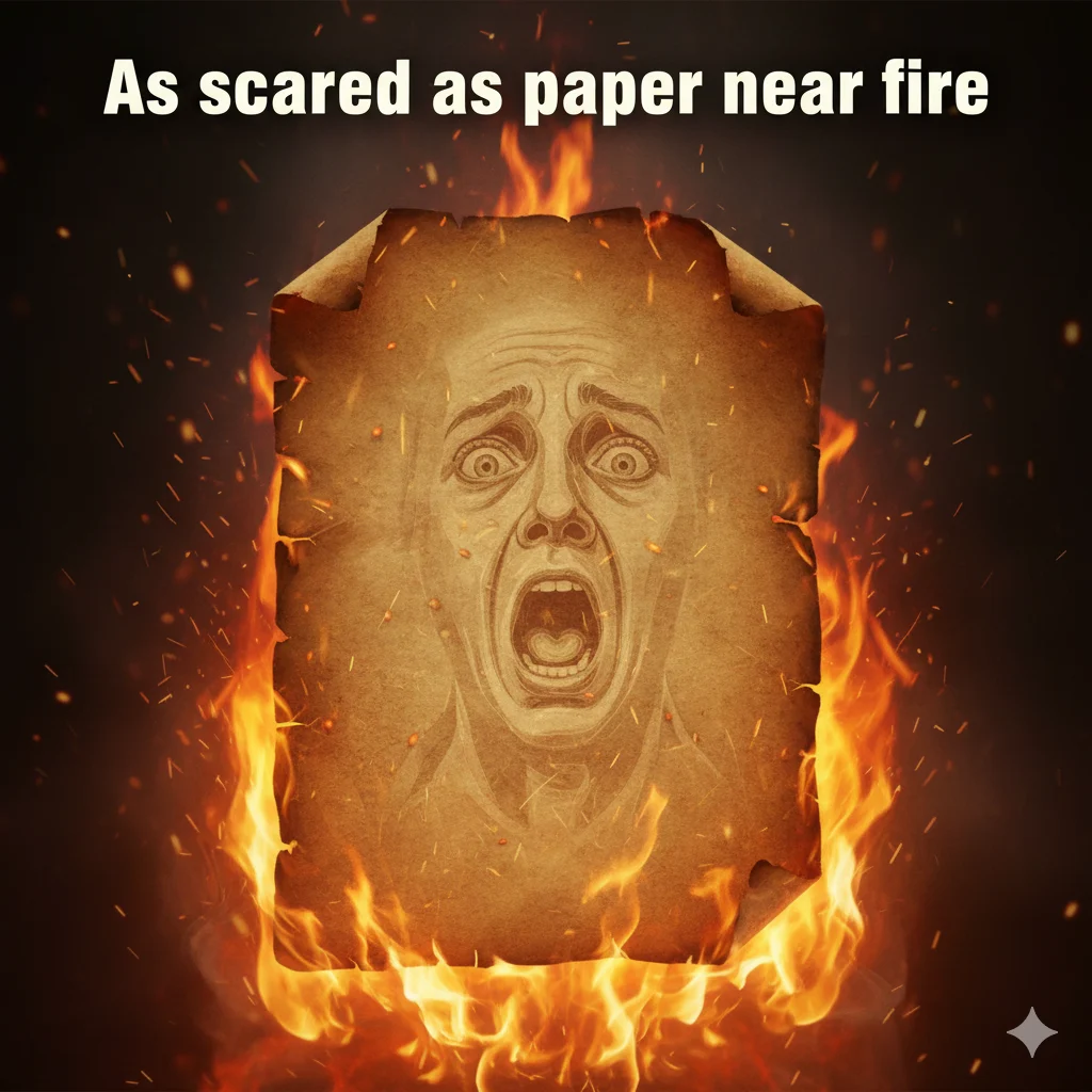 As scared as paper near fire